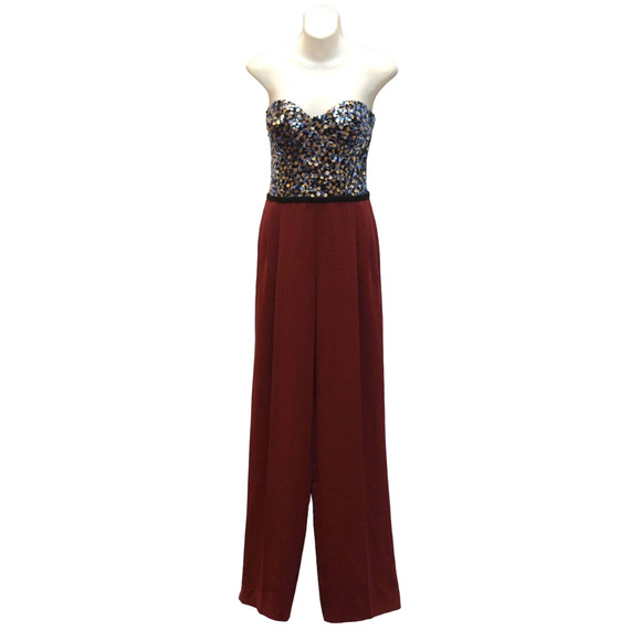 Escada Pants - B00 NEW ESCADA Marsala Color Sequin Embellished Top Tinosa Jumpsuit Sz 38 $3495